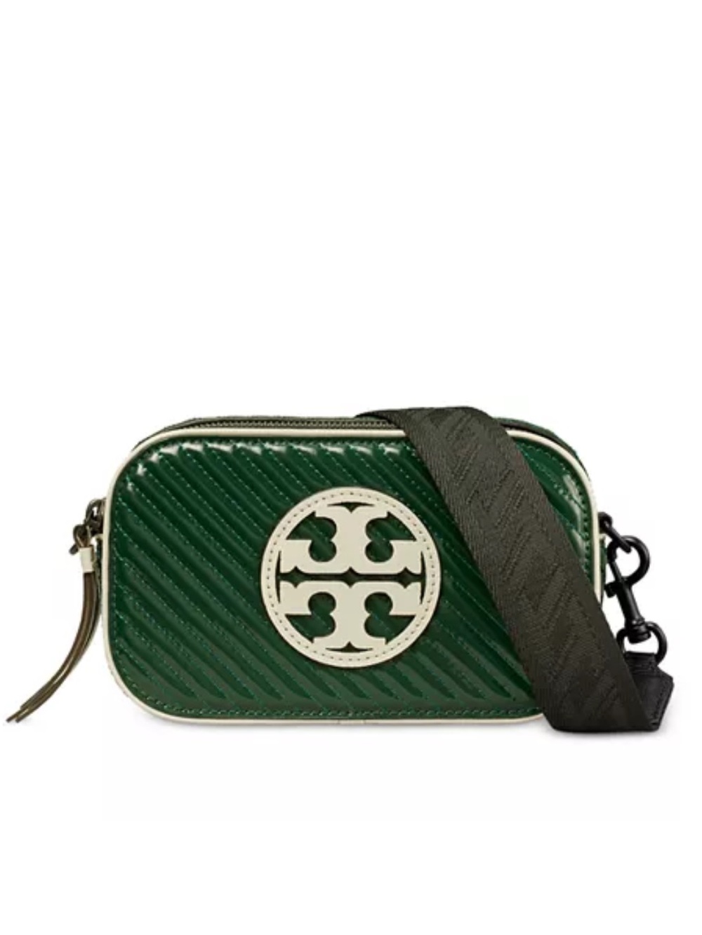 Tory Burch Miller Patent Puffy Quilted Mini Crossbody Bag EUC
